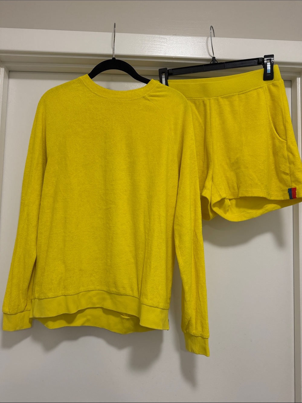 KULE Bright Yellow Top & Shorts Matching Terry Set Size Small